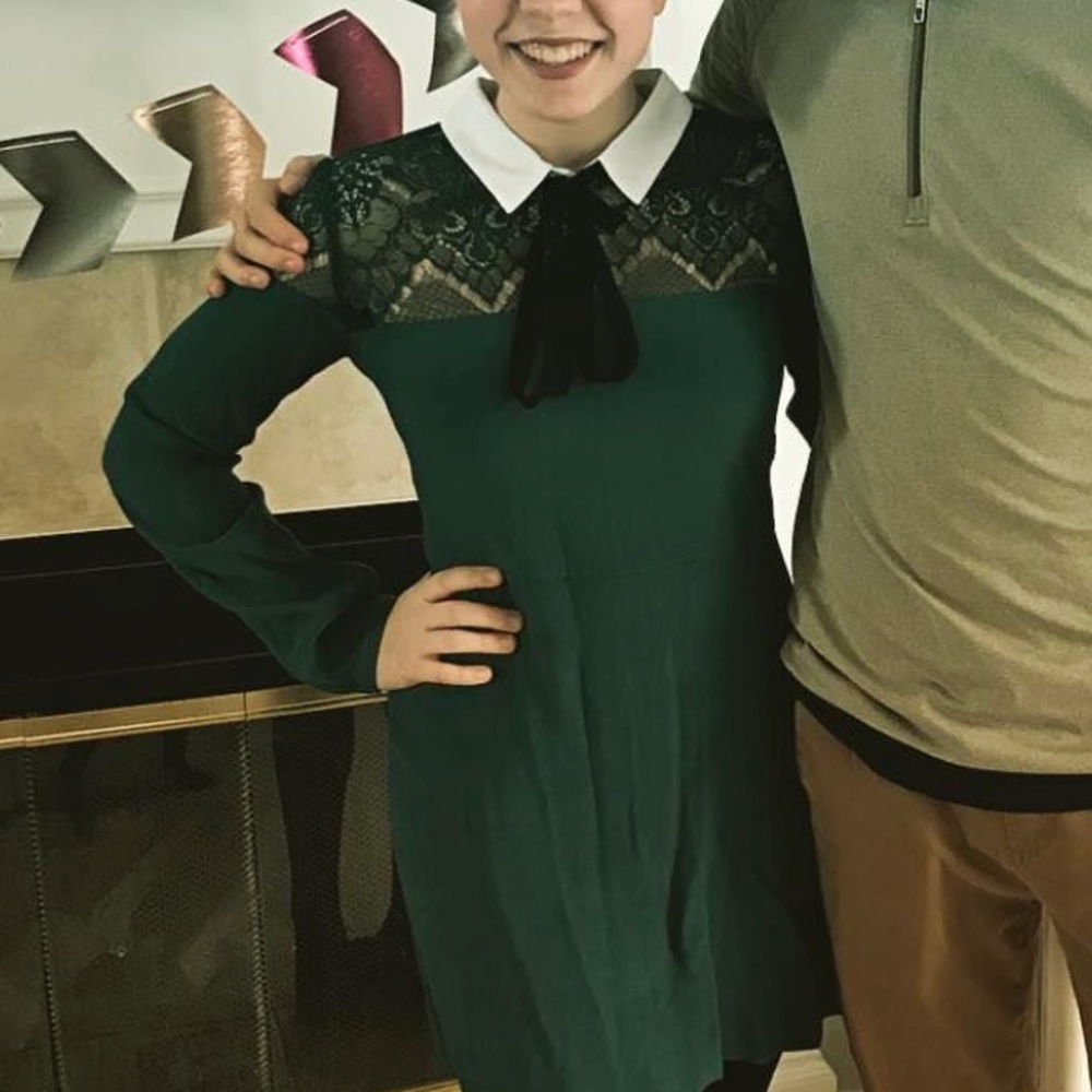 Emerald Green Dress w/ Peter Pan Collar